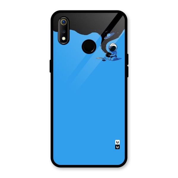 Astronaut Creativity Paint Sky Glass Back Case for Realme 3