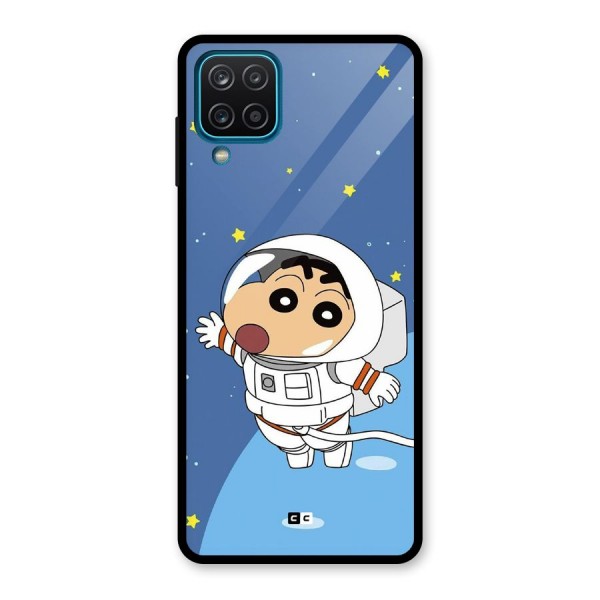 Astronaut Shinchan Glass Back Case for Galaxy A12