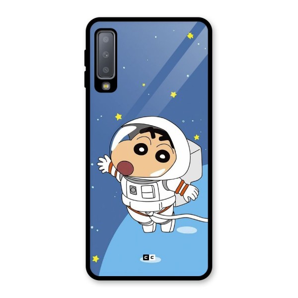 Astronaut Shinchan Glass Back Case for Galaxy A7 (2018)