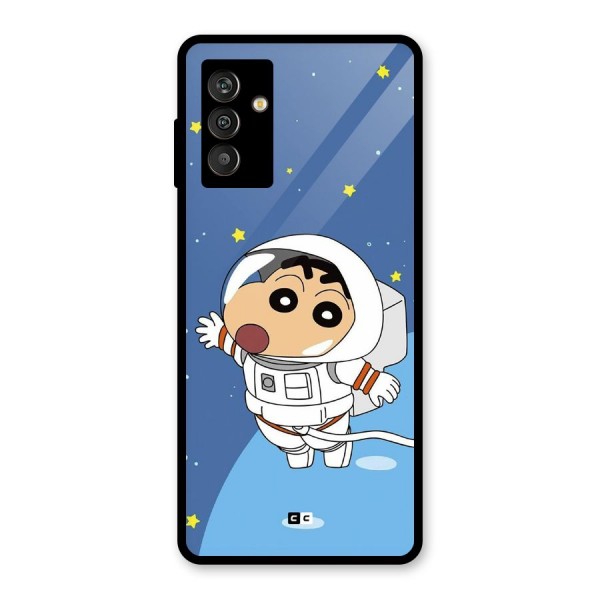 Astronaut Shinchan Glass Back Case for Galaxy M13