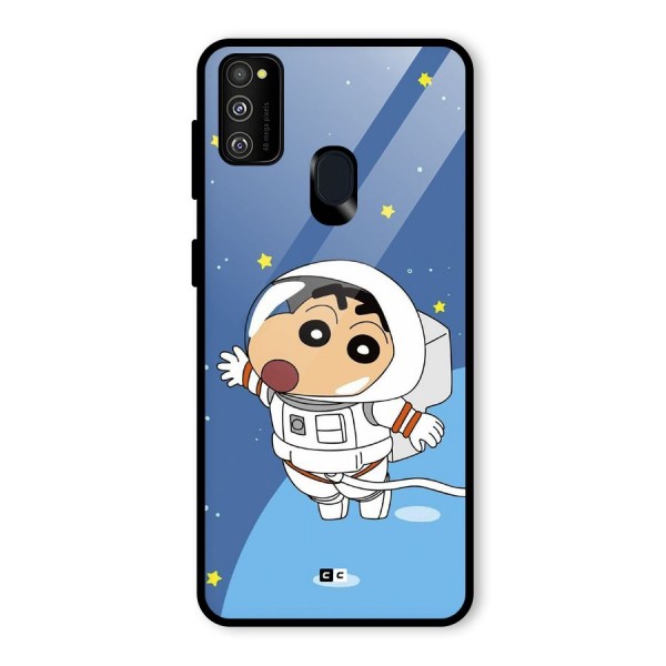 Astronaut Shinchan Glass Back Case for Galaxy M21