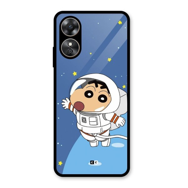 Astronaut Shinchan Glass Back Case for Oppo A17