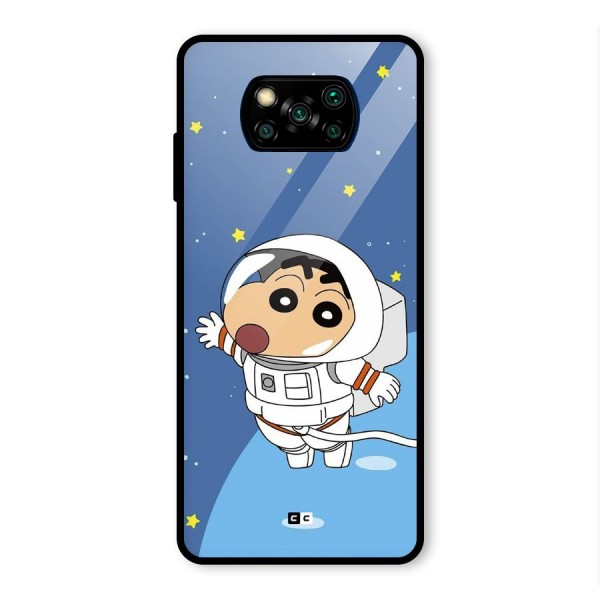 Astronaut Shinchan Glass Back Case for Poco X3 Pro