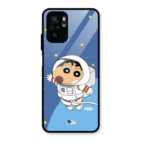 Astronaut Shinchan Glass Back Case for Redmi Note 10