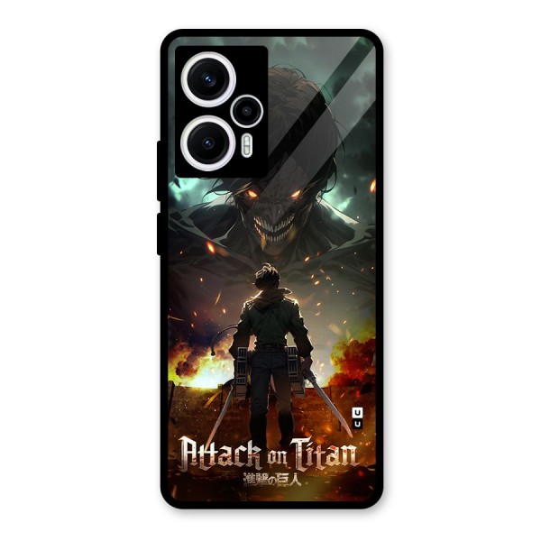 Atack On Titan Glass Back Case for Poco F5