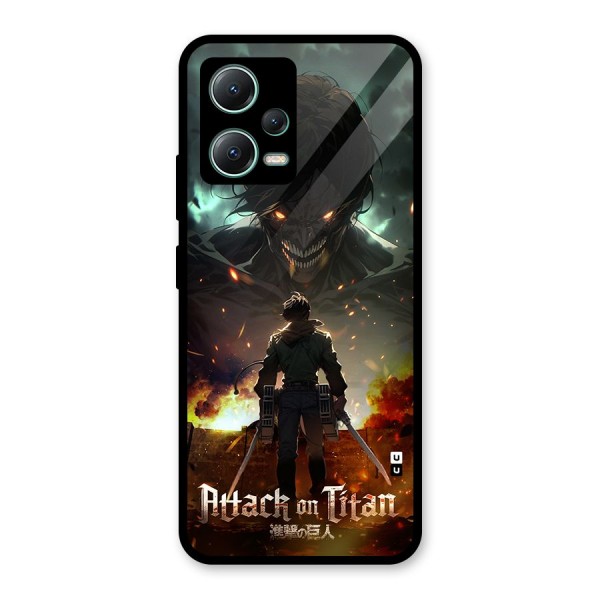 Atack On Titan Glass Back Case for Poco X5