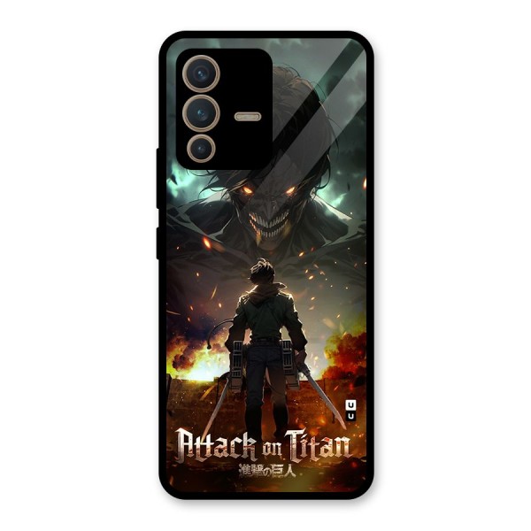 Atack On Titan Glass Back Case for Vivo V23 5G