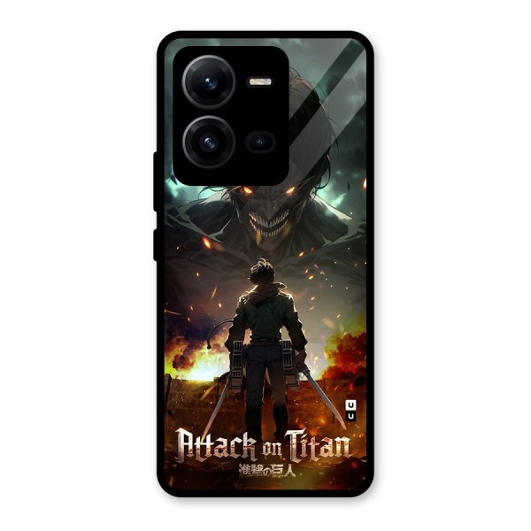 Atack On Titan Glass Back Case for Vivo V25