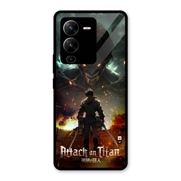 Atack On Titan Glass Back Case for Vivo V25 Pro