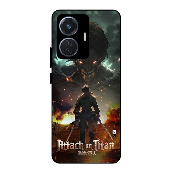 Atack On Titan Metal Back Case for Vivo T1 44W