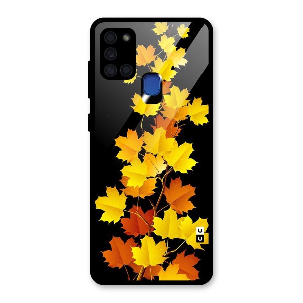 Autumn Forest Leaves Glass Back Case for Galaxy A21s