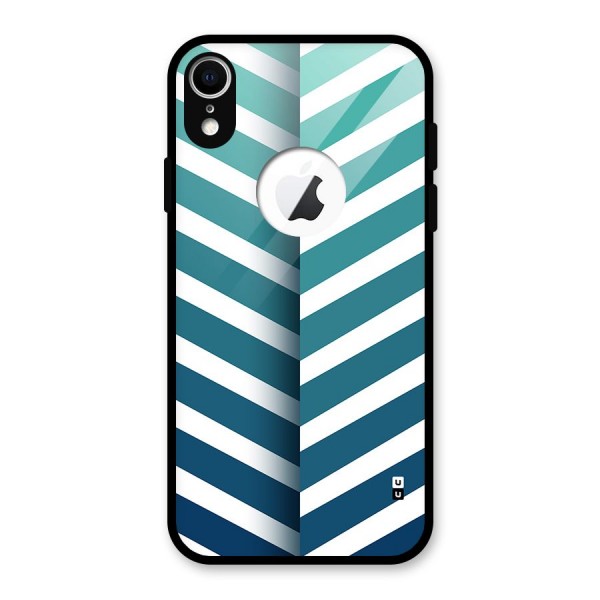 Awesome Angular Stripes Glass Back Case for iPhone XR Logo Cut