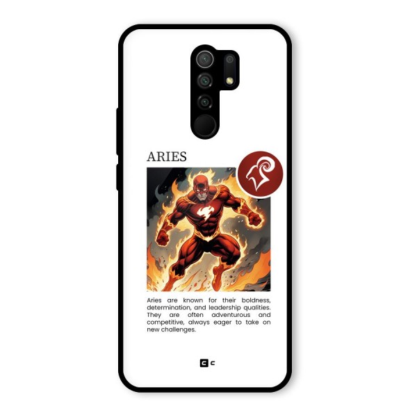 Awesome Aries Glass Back Case for Redmi 9 Prime