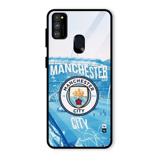 Awesome Manchester Glass Back Case for Galaxy M21