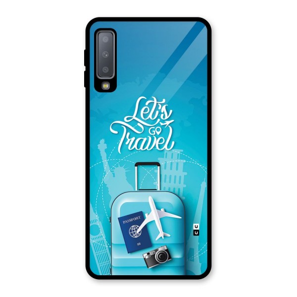 Awesome Travel Bag Glass Back Case for Galaxy A7 (2018)