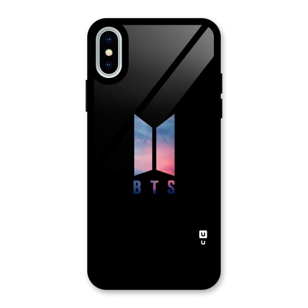 BTS Logo Sky Glass Back Case for iPhone XS