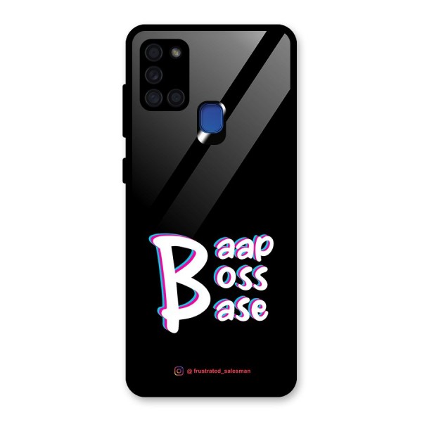 Baap Boss Base Black Glass Back Case for Galaxy A21s