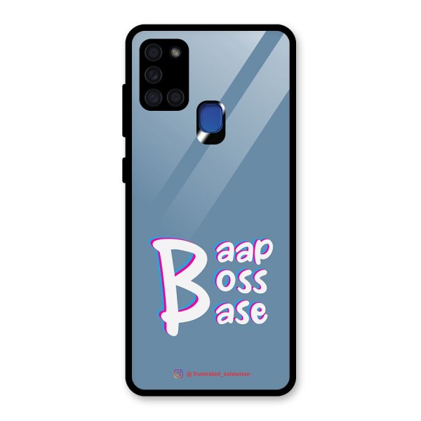 Baap Boss Base SteelBlue Glass Back Case for Galaxy A21s