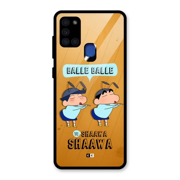 Balle Balle Shinchan Glass Back Case for Galaxy A21s