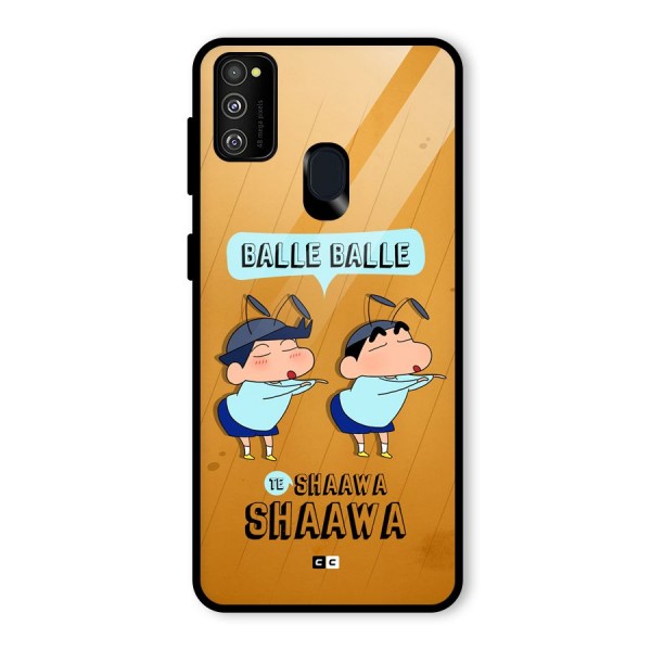 Balle Balle Shinchan Glass Back Case for Galaxy M21