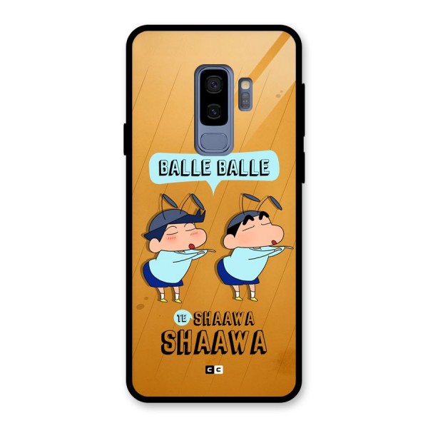 Balle Balle Shinchan Glass Back Case for Galaxy S9 Plus