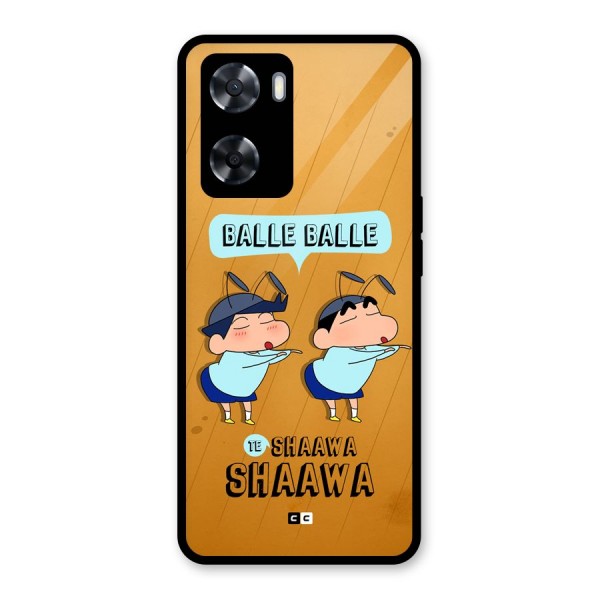 Balle Balle Shinchan Glass Back Case for Oppo A57 2022