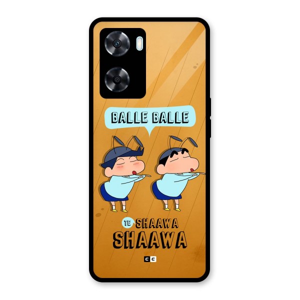 Balle Balle Shinchan Glass Back Case for Oppo A77s