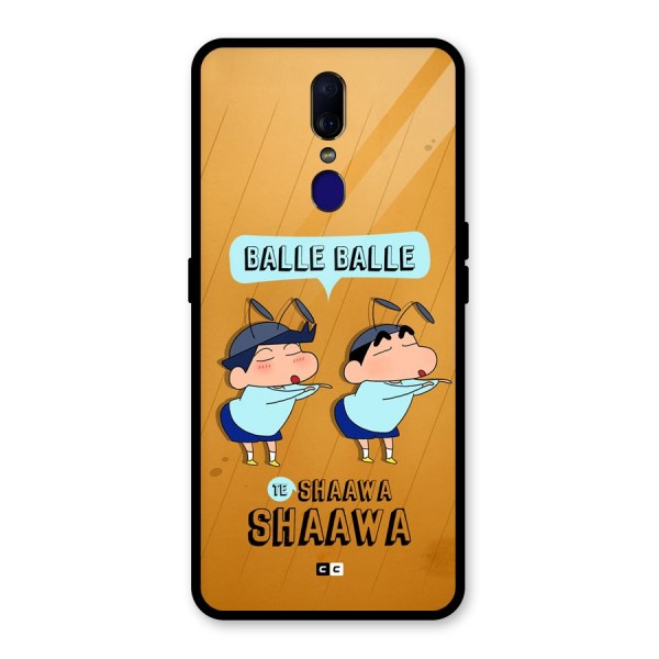 Balle Balle Shinchan Glass Back Case for Oppo F11