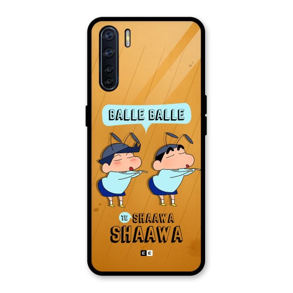 Balle Balle Shinchan Glass Back Case for Oppo F15