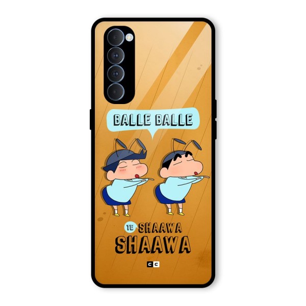 Balle Balle Shinchan Glass Back Case for Oppo Reno4 Pro