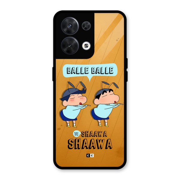 Balle Balle Shinchan Glass Back Case for Oppo Reno8 5G