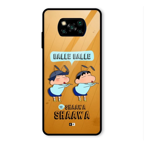 Balle Balle Shinchan Glass Back Case for Poco X3 Pro