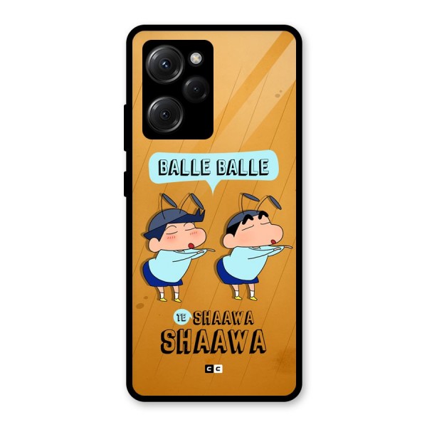 Balle Balle Shinchan Glass Back Case for Poco X5 Pro