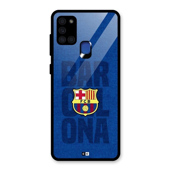 Barcelona Typography Glass Back Case for Galaxy A21s