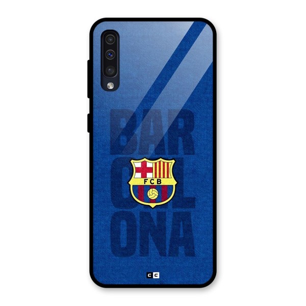 Barcelona Typography Glass Back Case for Galaxy A50