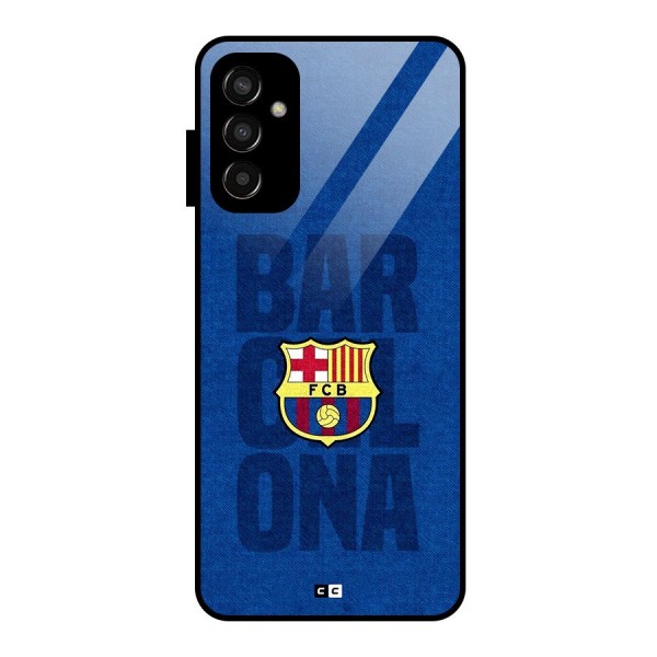 Barcelona Typography Glass Back Case for Galaxy F13