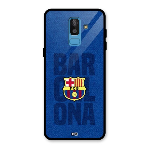 Barcelona Typography Glass Back Case for Galaxy J8