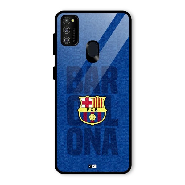 Barcelona Typography Glass Back Case for Galaxy M21