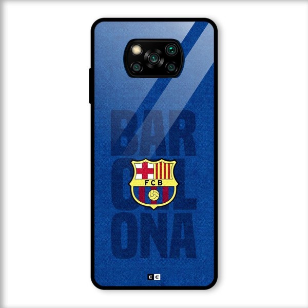 Barcelona Typography Glass Back Case for Poco X3