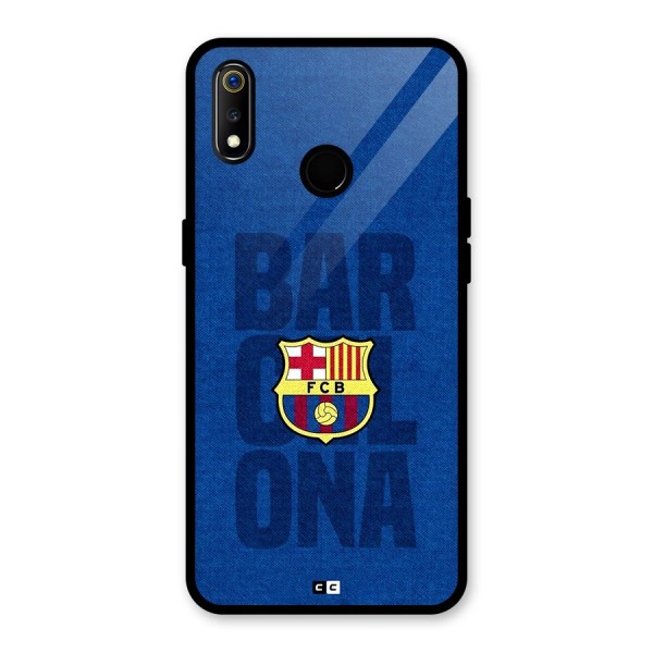 Barcelona Typography Glass Back Case for Realme 3i