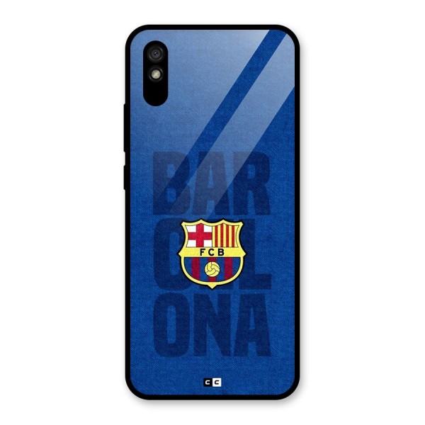 Barcelona Typography Glass Back Case for Redmi 9i