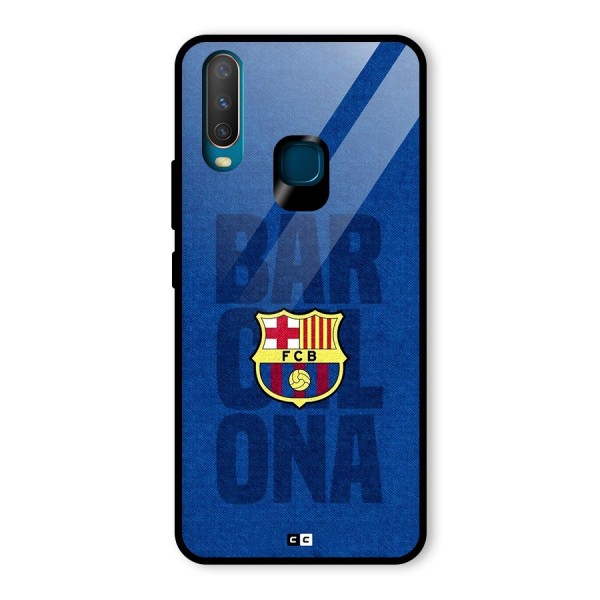 Barcelona Typography Glass Back Case for Vivo Y12