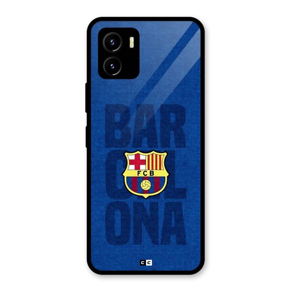 Barcelona Typography Glass Back Case for Vivo Y15s