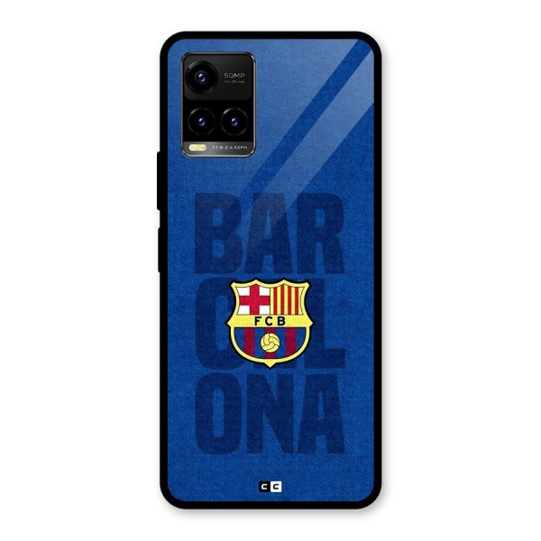 Barcelona Typography Glass Back Case for Vivo Y21G