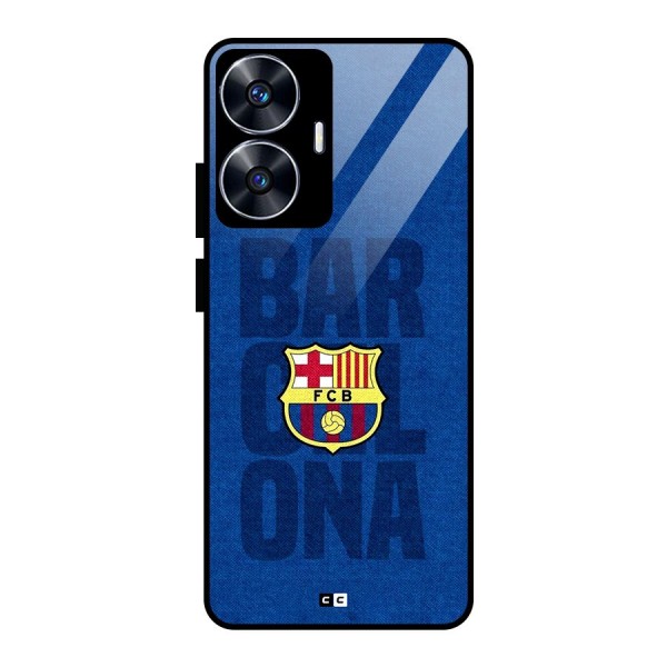 Barcelona Typography Glass Back Case for realme C55