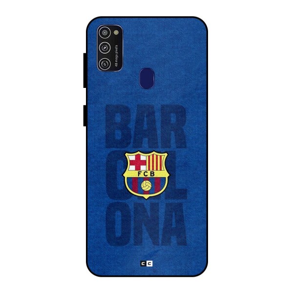 Barcelona Typography Metal Back Case for Galaxy M21