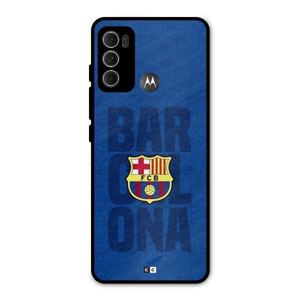 Barcelona Typography Metal Back Case for Moto G60