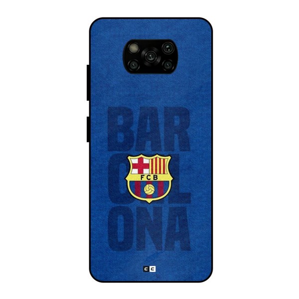 Barcelona Typography Metal Back Case for Poco X3