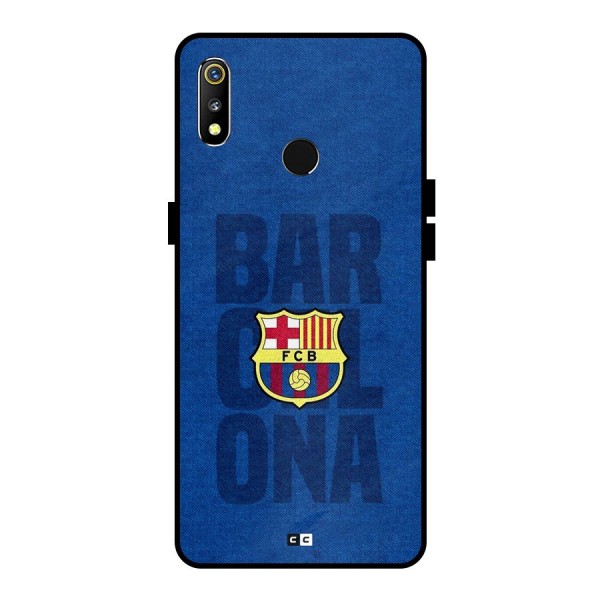 Barcelona Typography Metal Back Case for Realme 3