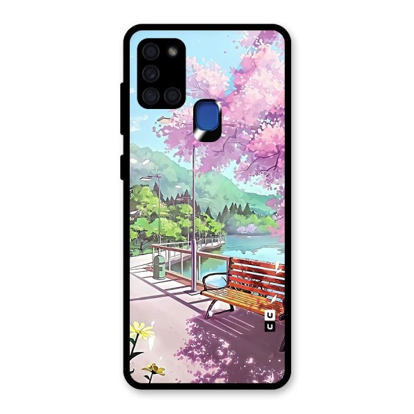 Beautiful Cherry Blossom Landscape Glass Back Case for Galaxy A21s